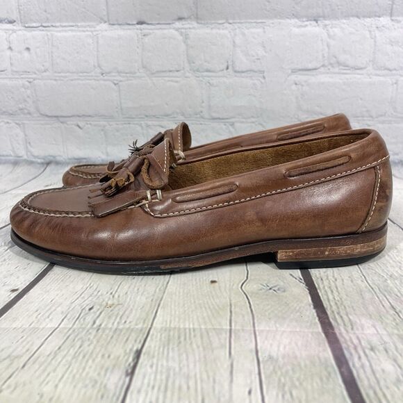 Cole Haan Loafer Shoes Men Size 9D Brown Leather Slip On Tassel Preppy Office - Picture 6 of 13